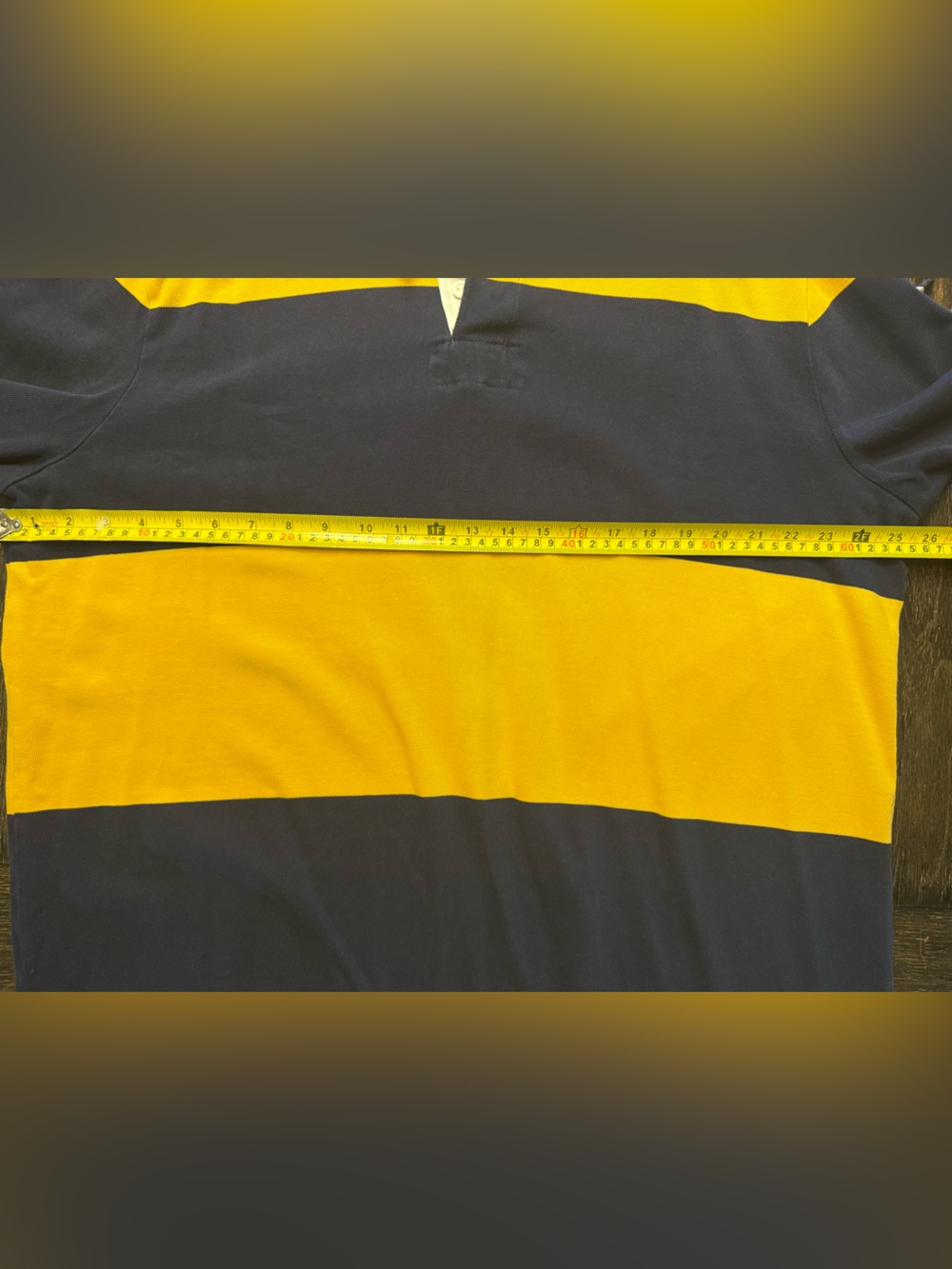 Polo by Ralph Lauren Men's XL Yellow Navy Striped Rugby Polo Shirt - Picture 6 of 8